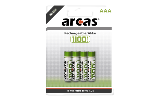 Micro-Akku 1,2V, 1.100mAh, Typ AAA, NiMH, 4er-Blister