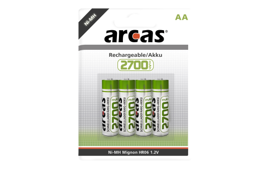 Mignon-Akku 1,2V, 2.700mAh, Typ AA, NiMH, 4er-Blister