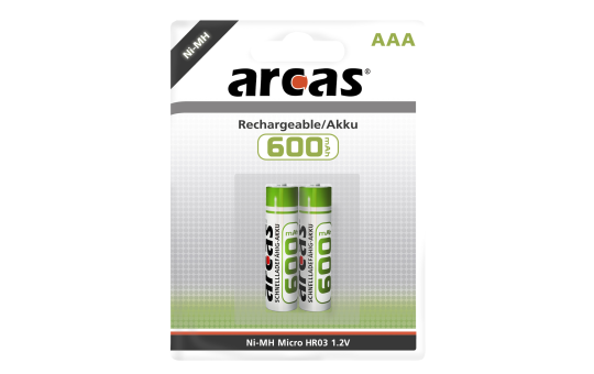 Micro-Akku 1,2V, 600mAh, Typ AAA, NiMH, 2er-Blister