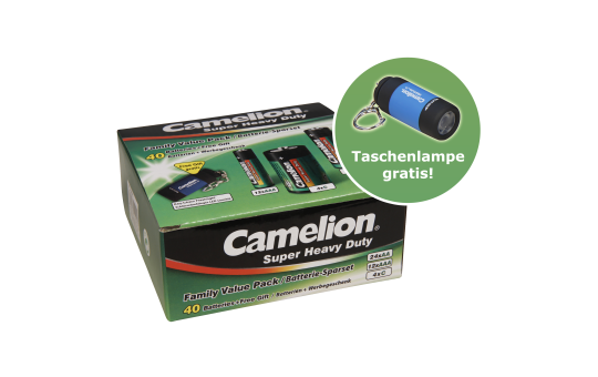 CAMELION Super Heavy Duty Set 40-tlg, 24xAA Mignon, 12xAAA Micro, 4xC Baby