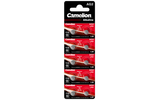 Knopfzelle CAMELION, AG2, 1,5V, Alkaline, 10er-Blister