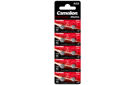 Knopfzelle CAMELION, AG5, 1,5V, Alkaline, 10er-Blister