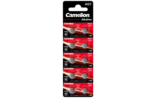 Knopfzelle CAMELION, AG7, 1,5V, Alkaline, 10er-Blister