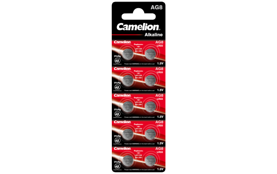 Knopfzelle CAMELION, AG8, 1,5V, Alkaline, 10er-Blister