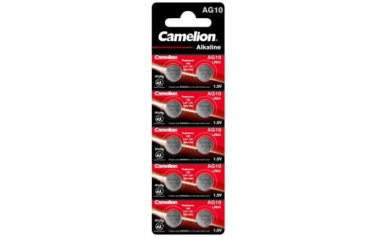 Knopfzelle CAMELION, AG10, 1,5V, Alkaline, 10er-Blister