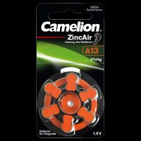 Knopfzelle CAMELION, A13, Zink-Luft, 6er-Blister