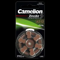 Knopfzelle CAMELION, A312, Zink-Luft, 6er-Blister
