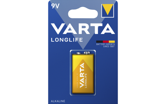 9V-Batterie VARTA LONGLIFE Alkaline, 1,5 V, 1er-Blister