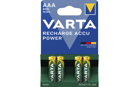 Micro-Akku VARTA LONGLIFE ACCU Ready2Use, Ni-MH, 800mA, Typ AAA, 4er-Blister