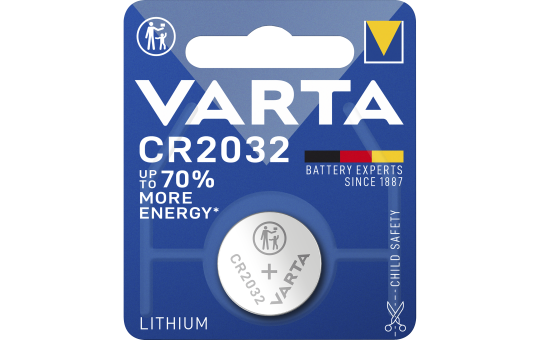 Lithium-Knopfzelle VARTA CR 2032, 230mAh, 3V, 1er-Blister