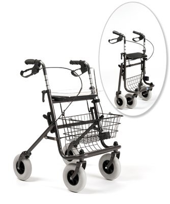 Rollator 286b mit Tablett,Korb, Stockhalter,Farbe carbon>>>>