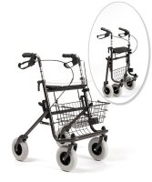 Rollator 286b m.Tablett,Korb,Stockhalter,carbon(Vermeiren),