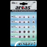 Knopfzellen-Sortiment Alkaline, 20-teilig