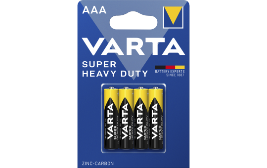 Micro-Batterie VARTA Super Heavy Duty Zink-Kohle, Typ AAA, R03, 1,5V, 4er-Pack