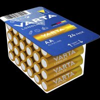 Mignon-Batterie VARTA Longlife Alkaline, Typ AA, LR06, 1,5V, 24er Pack