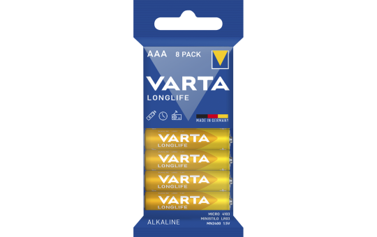Micro-Batterie VARTA Longlife, Alkaline, Typ AAA, LR06, 1,5V, 8er Pack