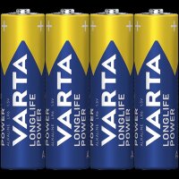 Mignon-Batterie VARTA Longlife Power Alkaline, Typ AA, LR06, 1,5V, 4er Pack