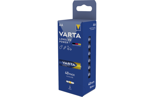 Mignon-Batterie VARTA Longlife Power Alkaline, Typ AA, LR06, 1,5V, 40er Pack