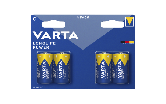 Baby-Batterie VARTA Longlife Power Alkaline, Typ C, LR14, 1,5V, 4er Pack