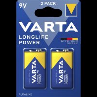 9V-Block Batterie VARTA Longlife Power Alkaline, 6LR61, 2er Blister