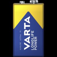9V-Block Batterie VARTA Longlife Power Alkaline, 6LR61, 2er Blister