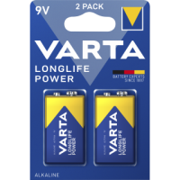 9V-Block Batterie VARTA Longlife Power Alkaline, 6LR61, 2er Blister