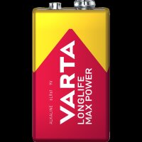 9V-Block Batterie VARTA  Longlife Max Power Alkaline, 6LR61, 9V