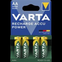 Mignon-Akku VARTA, Typ AA, NiMH-Akku, HR06, 1,2V/2600 mAh, Pre-charged, 4er Pack