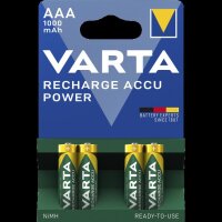 Micro-Akku VARTA, Typ AAA, NiMH-Akku, HR03, 1,2V/1000 mAh, Pre-charged, 4er Pack