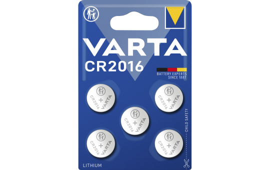 Lithium-Knopfzelle VARTA Electronics CR2016, 3V, 5er-Pack
