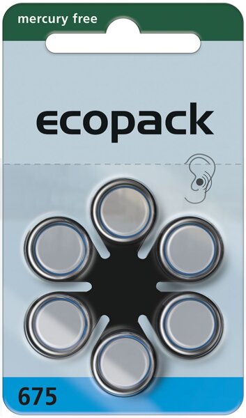 Varta ecopack Gr. 675 Hörgerätebatterien 6er Blister Blau 1,4V 24600 24600726406