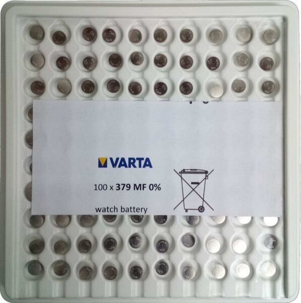 Varta 100x Watch V 379 Uhrenzelle Knopfzelle SR 521 SW V379 Silber-Oxid 14mAh 1,55 V Bulk V 379