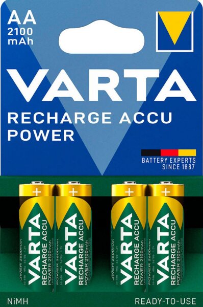 Varta AA Akku Mignon NiMH 2100mAh Ready to use 4er Blister 56706