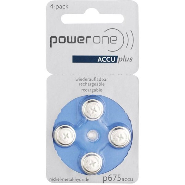 Varta Power One 675 ACCU plus Blau p675 Akku für Hörgeräte NiMH 4er Blister p675