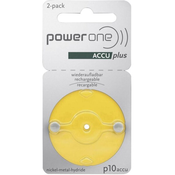 Varta 2x Power One 10 ACCU plus p10 Gelb Akku für Hörgeräte NiMH 2er Blister p10