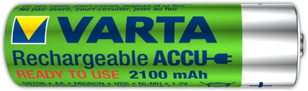 Varta 1 Zelle AA Akku Mignon NiMH 2100mAh Ready to use Bulk 56706