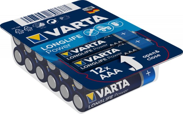 Varta 2x Longlife Power AAA Micro Alkaline Batterie 12er Blister ehem. High Energy 4903