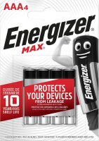 Energizer Max AAA 4er Blister Micro Batterie 1,5V LR03...