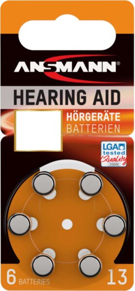 ANSMANN 20x Hörgerätebatterien Orange PR48 13 1,45V 6er-Blister 0%HG LGA Tested Quality Testsieger 02/2018 5013243