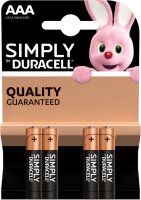 Duracell Simply Alkaline AAA Batterien 4er Blister 1,5 V...