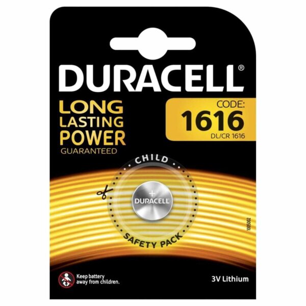 Duracell Lithium 3V Zelle 1er Blister CR1616 Knopfzelle Lithium Coin DL1616 BR1616 1616