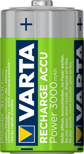 Varta Recharge Accu Power D Mono 3000 mAh 1,2 V NiMH wiederaufladbarer Akku HR20 Torcia Bulk 56720