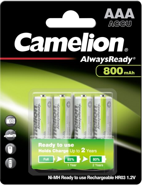 Camelion 10x AlwaysReady Akku Ni-MH AAA HR03 1,2V 800 mAh 4er Blister 17408403