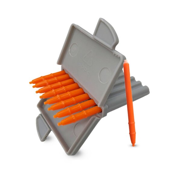 Top 8er Box Hear Clear Cerumenfilter Wax Guards für Starkey ITE und RIC-Hörgeräte mit je einem HearClear Filter-Wechselstift, Orange Grau HA-46
