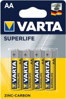 Varta Superlife AA Zink-Kohle Batterie 4er Blister Mignon...