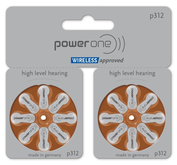 Varta Power One Gr. 312 Hörgerätebatterien 1,45V 16er Blister Braun PR41 24607 p312