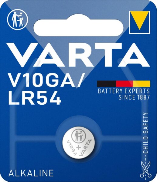 Varta 1er Blister Alkaline Special V10GA/LR54 Alkali-Mangan Knopfzelle 1er Blister 1,5V Typ Nr. 4274 V10GA