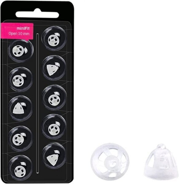 Top miniFit 10er Blister 10 mm Vent Bass wie Oticon Kuppeln Schirmchen für oticon mini Fit Ex-Hörer Hörgeräte Domes MF-02