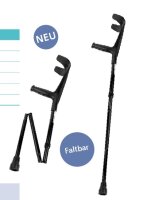 Unterarmgehstütze, faltbar, vollfarbig, schwarz, 1 Paar