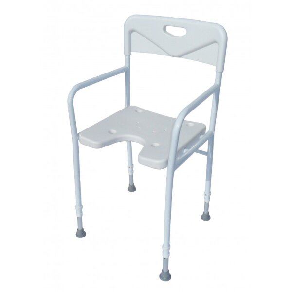 DS1100 2 Stück Duschstuhl höhenverstellbar, mit Armlehnen, Sitz mit Hygieneausschnitt